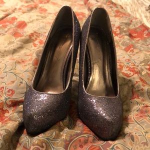 Pewter sparkled heels